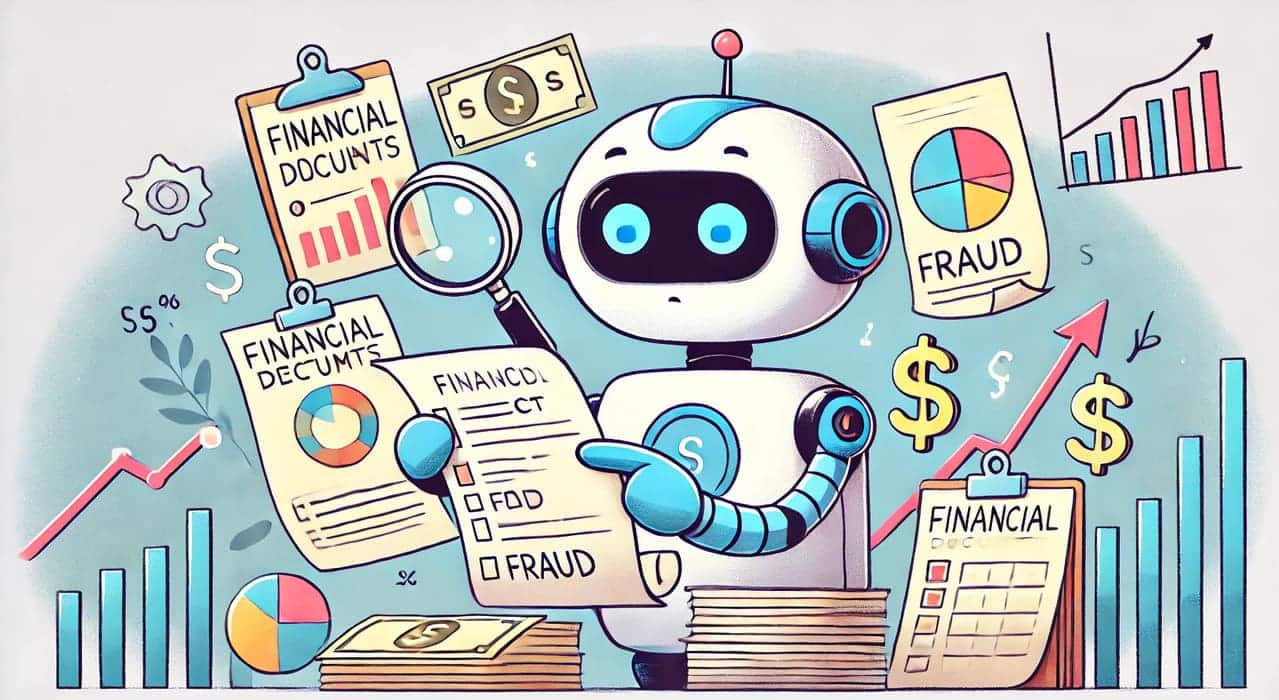 Visual representation of anomaly detecting AI robot using machine learning, highlighting its role in fraud prevention and cybersecurity.